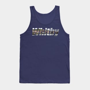 Whitby Harbour Panorama Text Tank Top